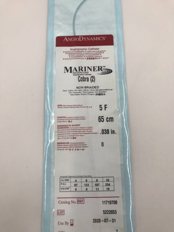 AngioDynamics 11719708 Mariner Cobra (2) Non-Braided 5F Angiographic Catheter (X)