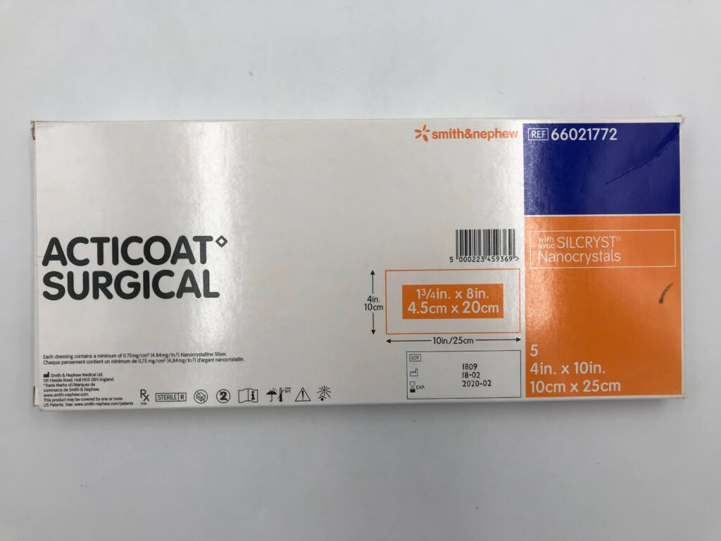 SMITH & NEPHEW 66021772 Acticoat Surgical Silver-Coated Antibacterial Barrier Dressing 4in x 10in (5/Box)(X) - GB TECH USA SMITH & NEPHEW 66021772 Acticoat Surgical Silver-Coated Antibacterial Barrier Dressing 4in x 10in (5/Box)(X) - GB TECH USA
