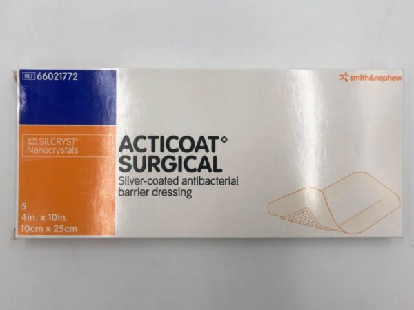 SMITH & NEPHEW 66021772 Acticoat Surgical Silver-Coated Antibacterial Barrier Dressing 4in x 10in (5/Box)(X)