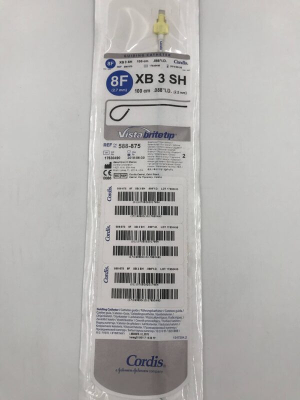 CORDIS 588-875 VistaBriteTip Guiding Catheter XB 3 SH 8F 100cm (X)