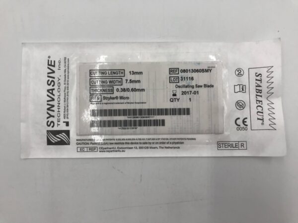 Synvasive 08013060SMY Oscillating Saw Blade C.L.=13mm, C.W.=7.5mm (X)