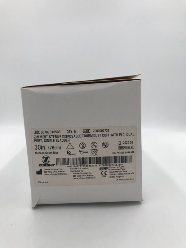 ZIMMER 60707010500 Sterile Disposable Tourniquet Cuff with PLC, Dual ...