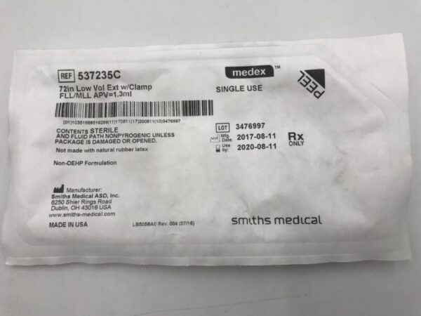 Smiths Medical 537235C 72in Low Vol Ext w/Clamp FLL/MLL APV=1.3ml (X)