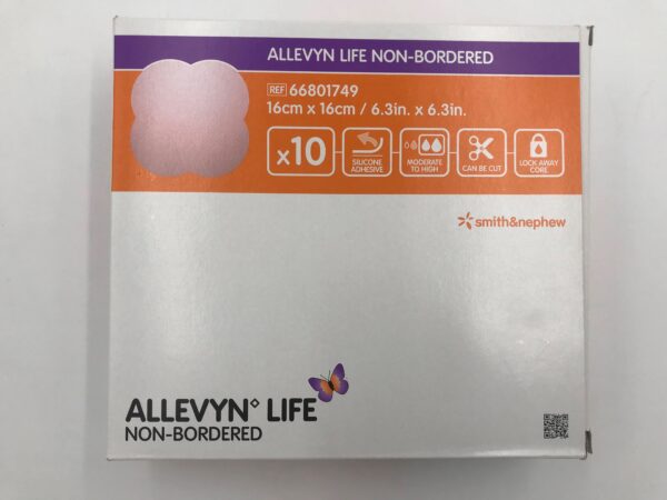 SMITH & NEPHEW 66801749 Allevyn Life Non-Bordered Silicone Hydrocellular Foam Dressing w/Lockaway Layer 16cm x 16cm (10/Box)