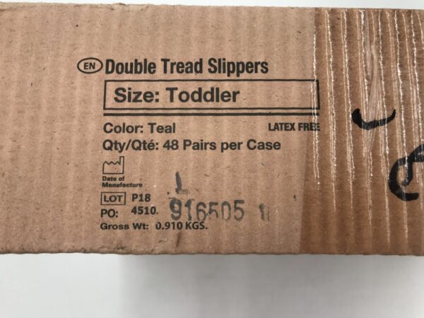 Medline MDTDBLTREADT Double Tread Slippers Size:Toddler, Color:Teal (48/Case)