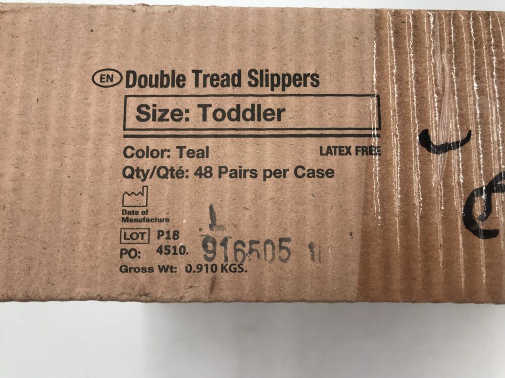 Medline MDTDBLTREADT Double Tread Slippers Size:Toddler, Color:Teal  (48/Case)