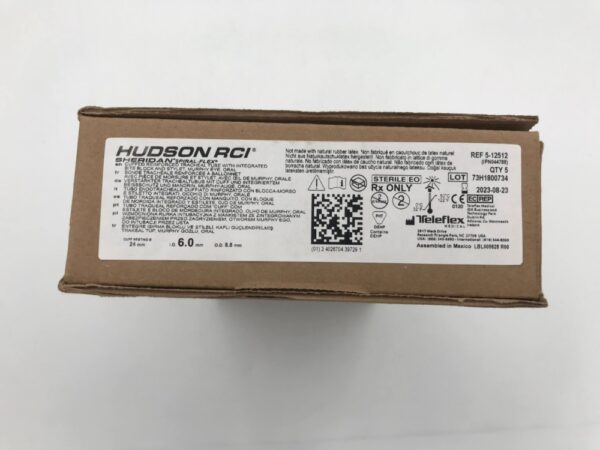TELEFLEX 5-12512 Hudson RCI Sheridan spiral-Flex Cuffed Reinforced Tracheal Tube w/ Integrated Bite Block & Stylet 6mm(5/Box)