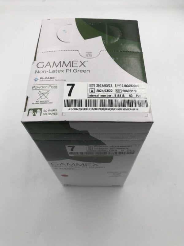 ANSELL 20685270 Gammex Non-Latex PI Green PF Surgical Gloves, Size7 (50Pairs/Box)