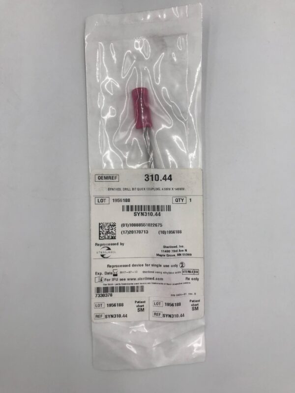 SYNTHES 310.44 Drill Bit Quick Coupling 4.5mm x 145mm (Reprocessed Sterilmed)(X)