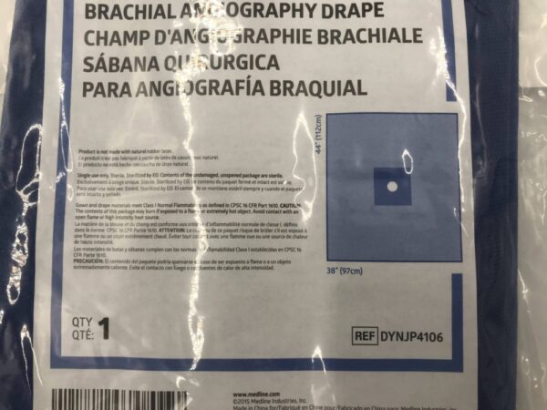 Medline DYNJP4106 Brachial Angiography Drape Level 4, 44" x 38"