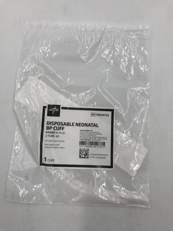 Medline MDS9753 Disposable Neonatal BP Cuff Range 6-11cm, 2-Tube, #3