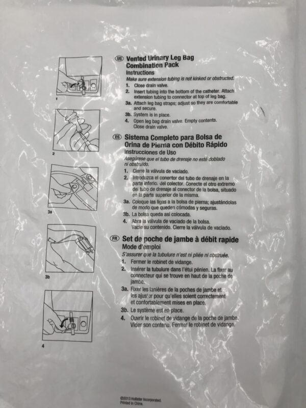 Hollister 9655 Large 900ml Vented Urinary Leg bag Combination Pack (X)