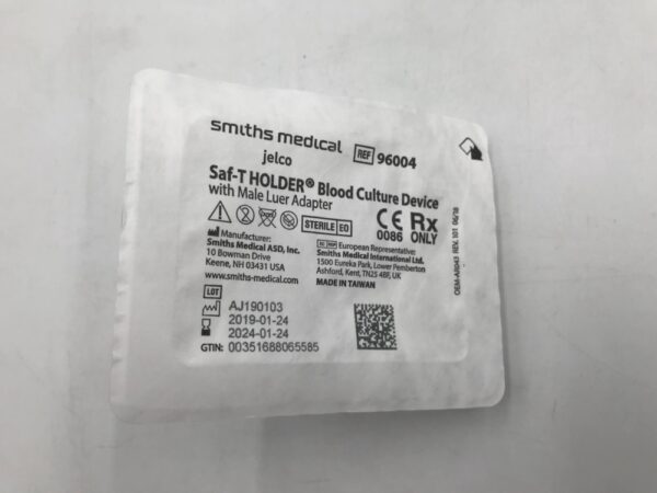 Smiths Medical 96004 Jelco Saf-T Holder Blood Culture Device with Male Luer Adapter (X)