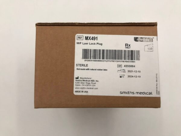 SMITHS MEDICAL MX491 Medex M/F Luer Lock Plug (100/Case)
