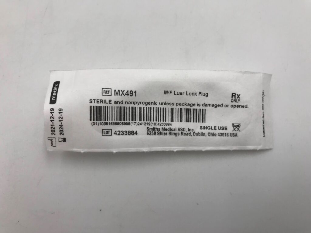 SMITHS MEDICAL MX491 Medex M/F Luer Lock Plug (100/Case) - GB TECH USA