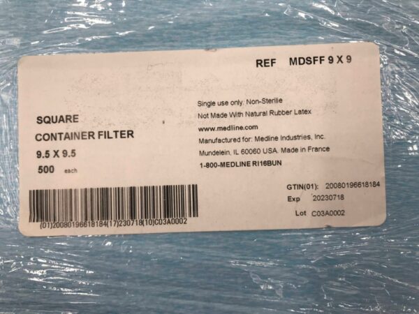 MEDLINE MDSFF Square Container Filter 9.5 x 9.5 (500/Package)