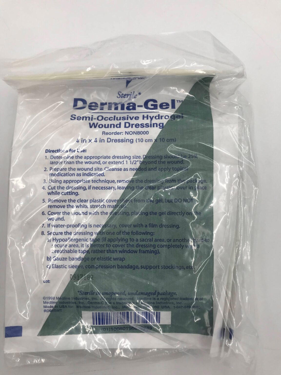 MEDLINE NON8000 Derma-Gel Semi-Occlusive Hydrogel Wound Dressing 4