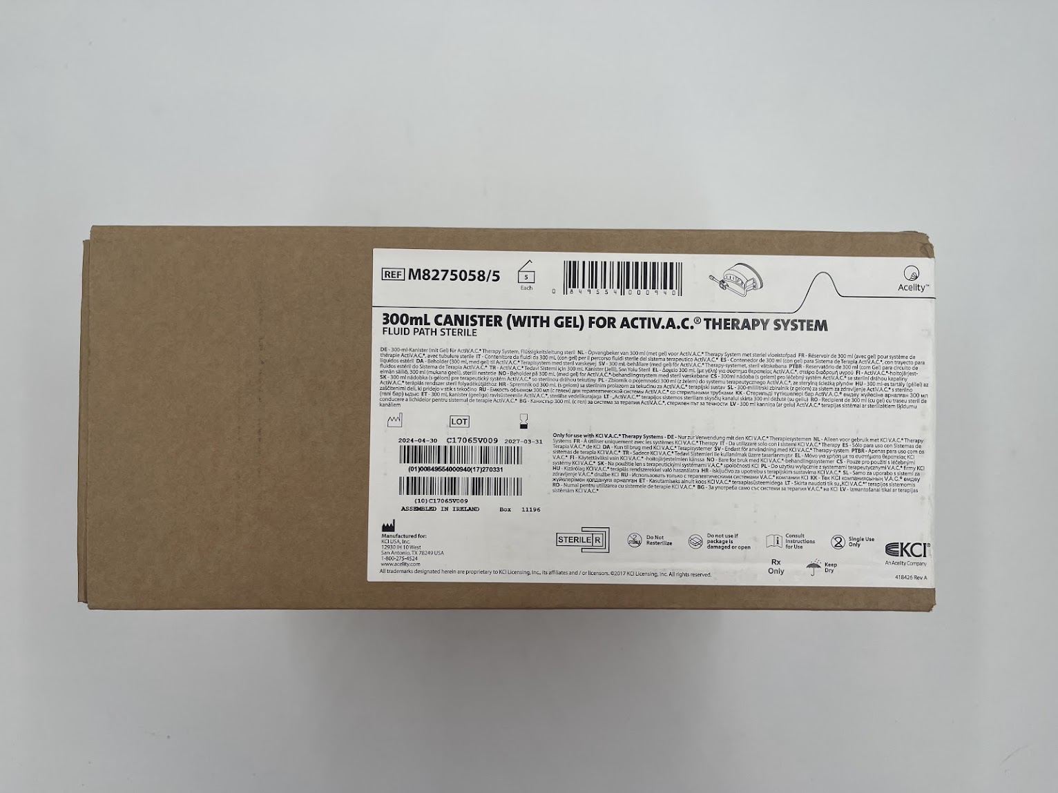 KCI M8275058/5 300mL Canister w/Gel (Box/5)