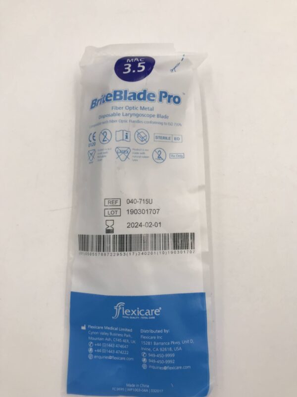 Flexicare 040-715U BriteBlade Pro Single-Use Fiber Optic Mac 3.5 (10/Box)