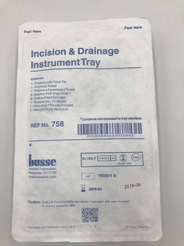 Busse 758 Incision & Drainage Instrument Tray (X)