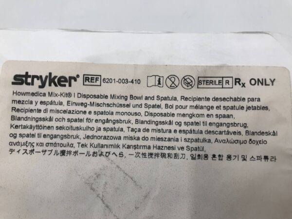 Stryker 6201-003-410 Howmedica Mix-Kit Disposable Mixing Bowl and Spatula (X)
