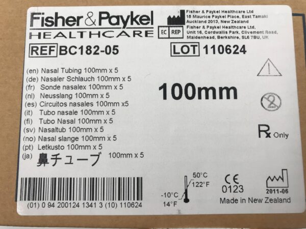 Fisher&Paykel BC182-05 Nasal Tubing 100mm (5/Box)