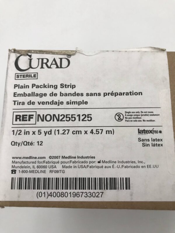 Medline NON255125 Curad Plain Packing Strip 1/2in x 5yd (12/Box) 