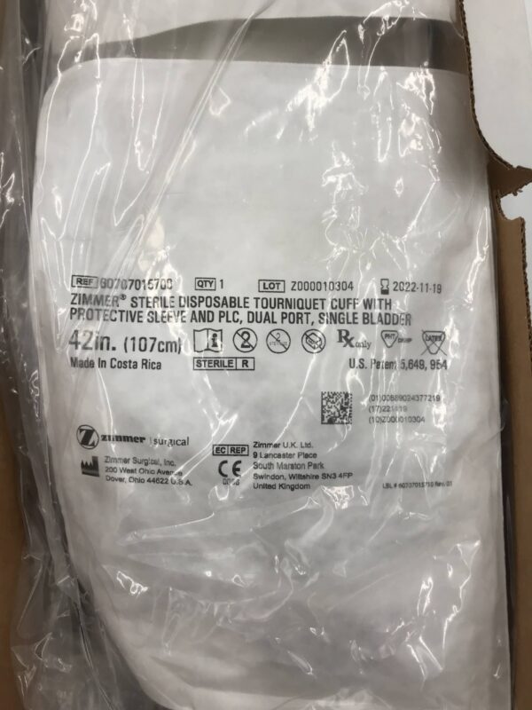 Zimmer 60707015700 Sterile Disposable Tourniquet Cuff, Dual Port, Single Bladder (5/Bx) (X)