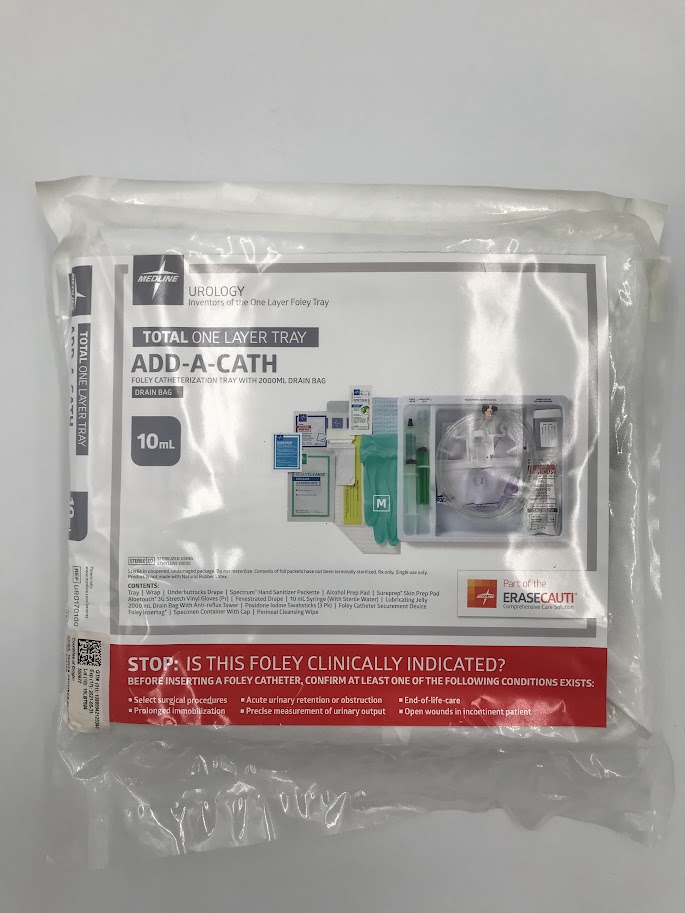 MEDLINE URO170100 Total One Layer Tray. Foley Catheterization Tray with 200ml Drain Bag (X)