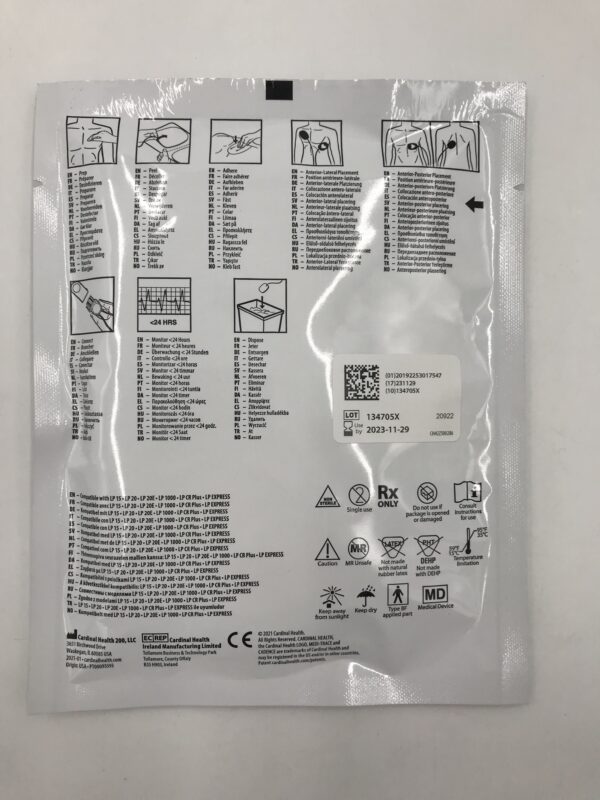 CARDINAL HEALTH 22550A Medi-Trace Cadence Adult Multi-Function Defibrillation Electrodes (X)