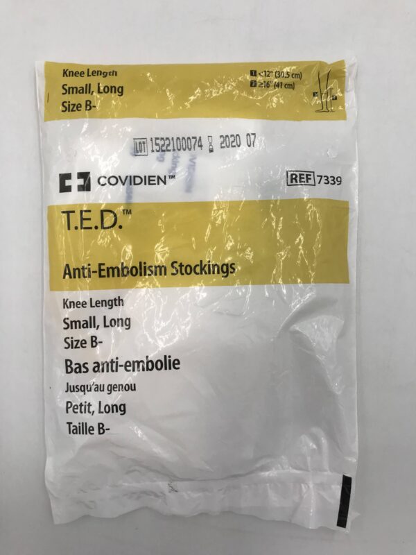 COVIDIEN 7339 T.E.D. Anti-Embolism Stockings Knee Length Small Long Size B (X)