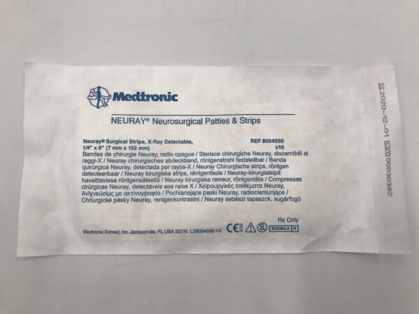 Medtronic 8004050 Neuray Neurosurgical Patties & Strips, X-Ray Detectable 1/4" x 6" (10/Pkg) (X)