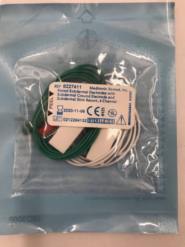 Medtronic 8227411 Paired Subdermal Electrodes with Subdermal Ground Electrode and Subdermal Stim Return, 4 Channel (Green/White) (X)