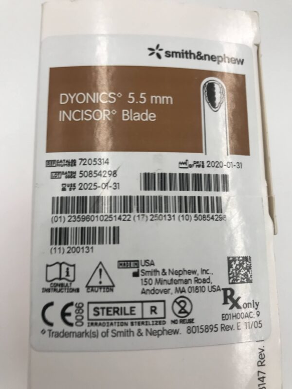 Smith&Nephew 7205314 Dyonics 5.5mm Incisor Blade (6/Box)