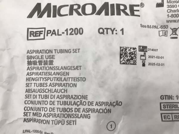 MicroAire PAL-1200 Aspiration Tubing Set