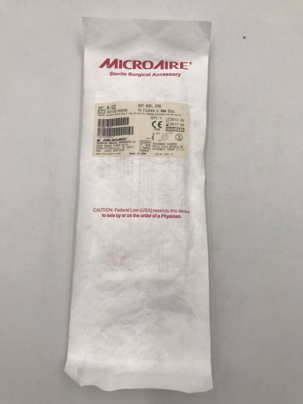 MicroAire K-02 SST Bur, EGG 10 Flutes x 4mm Dia. (X)