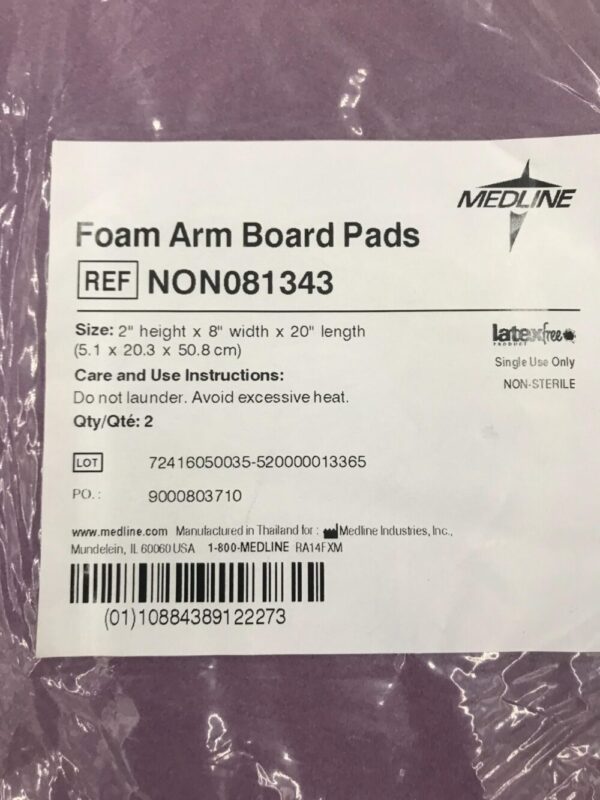 Medline NON081343 Foam Arm Board Pads 2" Height x 8" Width x 20" Length