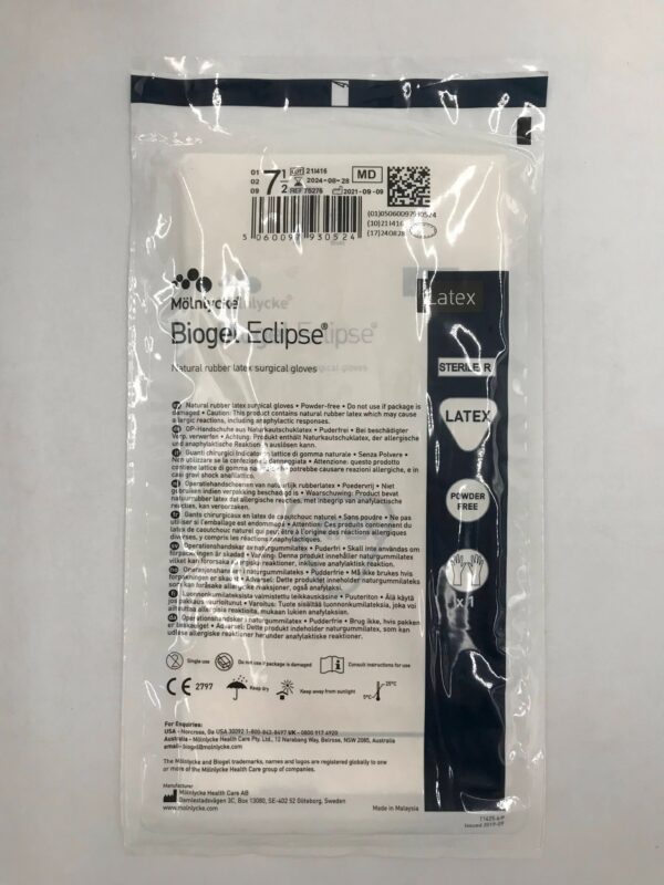MOLNLYCKE 75275 Biogel Eclipse Natural Rubber Latex Surgical Gloves, 7.5 (50pairs/Box)