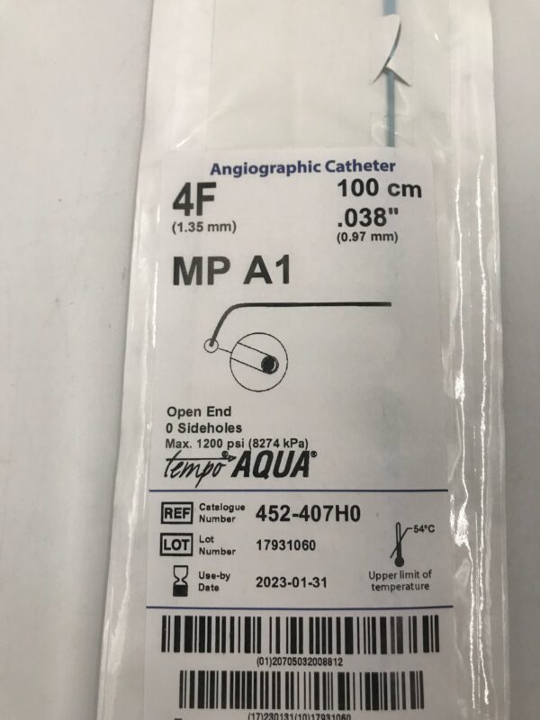 Cordis 452-407H0 Tempo Aqua MP A1 Angiographic Catheter 4F 100cm (X)