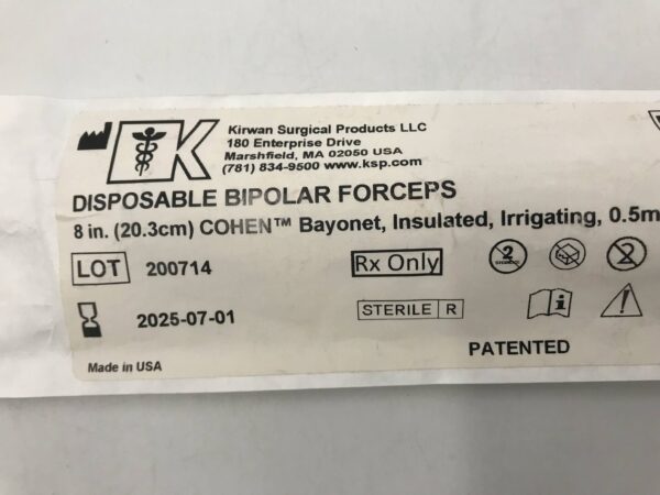 Kirwan Surgical 19-5032AUIR Disposable Bipolar Forceps 8" COHEN Bayonet