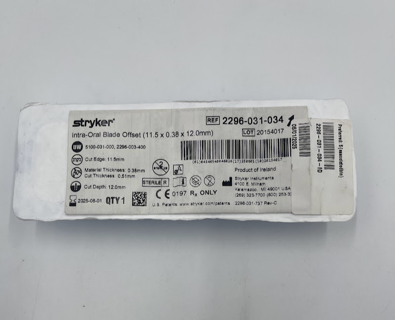 STRYKER 2296-031-034 Intra-Oral Blade Offset 11.5x0.38x12mm (X)
