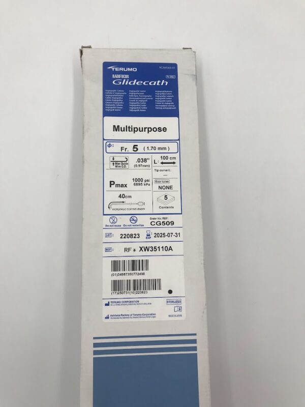 TERUMO CG509 Angiographic Catheter Multipurpose 5FR x 100cm 0.038" (5/Box) (X)