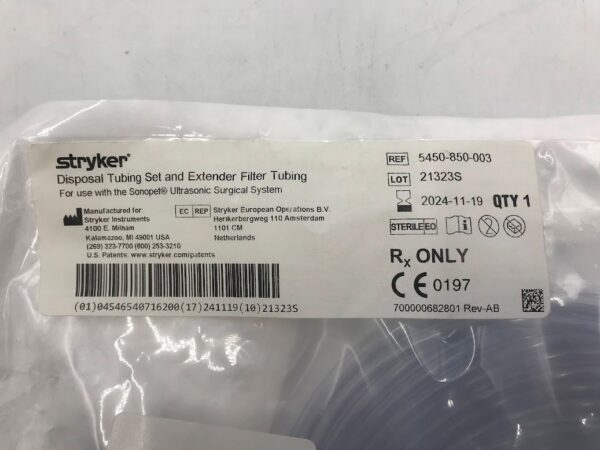 STRYKER 5450-850-003 Disposable Tubing Set and Extender Filter Tubing (X)
