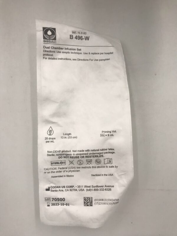 Codan 76.8183 Dual Chamber Infusion Set (5/Box)