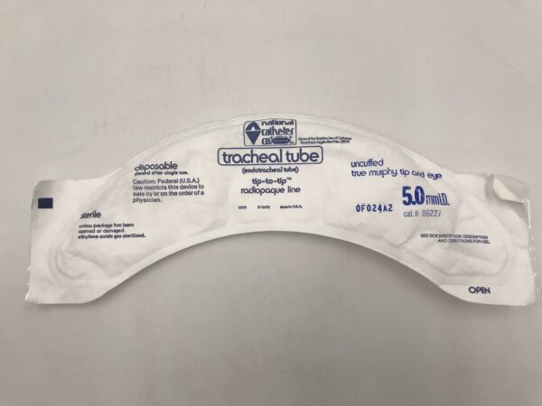 National Catheter 86227 Mallinckrodt Tracheal Tube Endotracheal Uncuffed True Murphy Tip and Eye 5.0mm I.D.