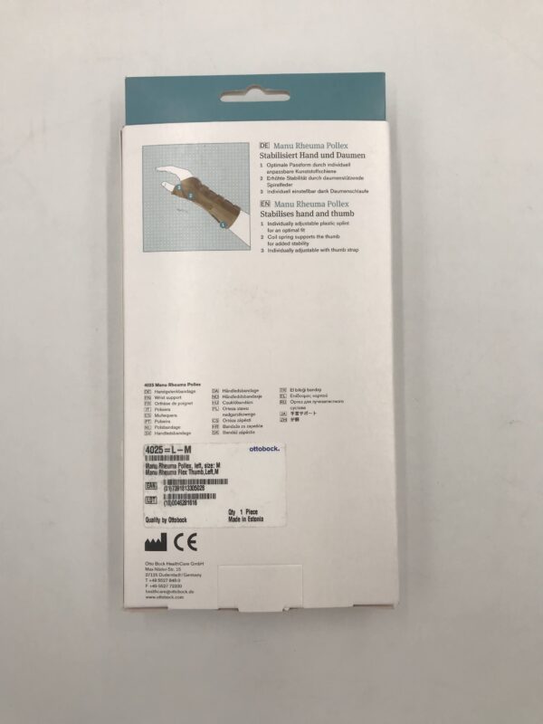 Ottobock 4025 Manu Rheuma Pollex Wrist Support Beige, Left, Medium