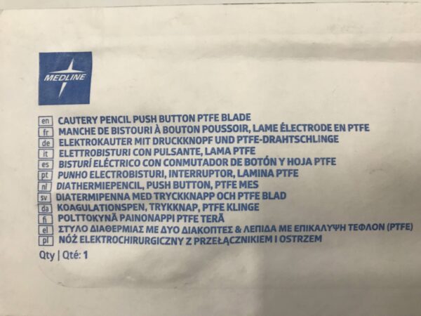 Medline ESPB3002 Cautery Pencil Push Button PTFE Blade (X)