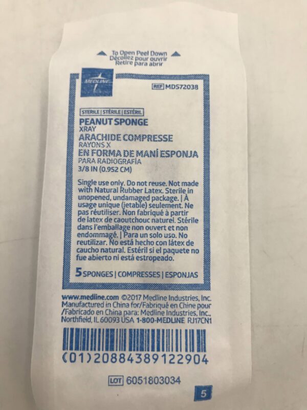 Medline MDS72038 Peanut Sponge X-Ray (14/Bag)