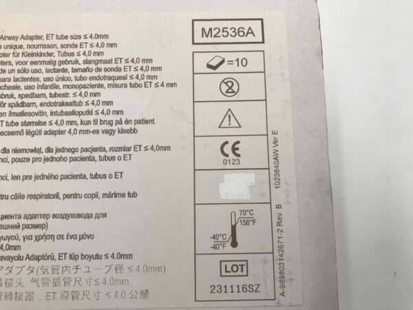 Philips M2536A Single-Patient Use Infant Airway Adapter ET Tube Size ≤4.0mm (10/Box)