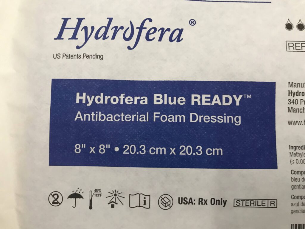 Hydrofera HBRS8820 Blue Ready AntiBacterial Foam Dressing 8" x 8" (X) - GB  TECH USA